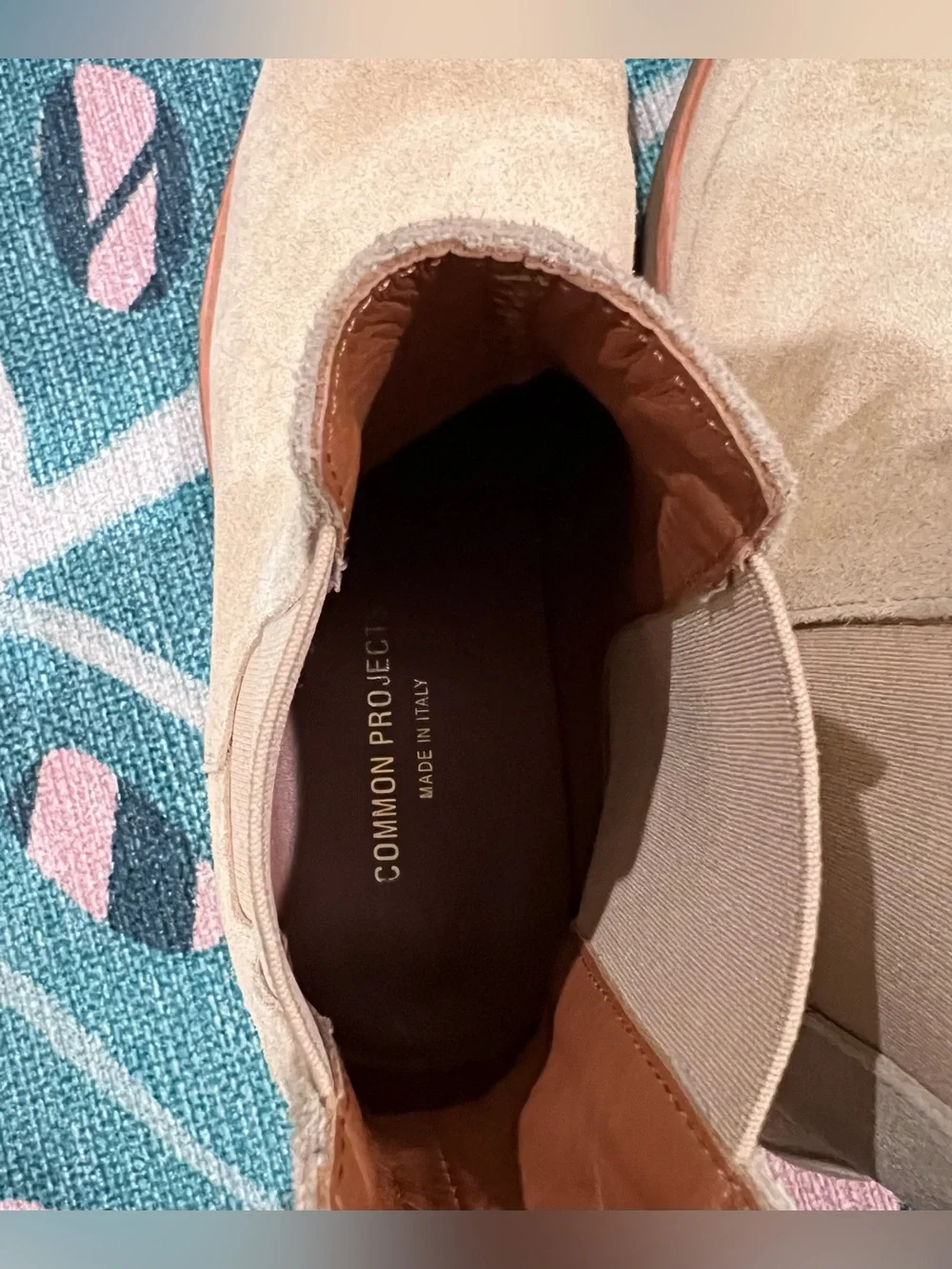 Common Projects Sand Suede Leather Chelsea Boot With Gum Sole